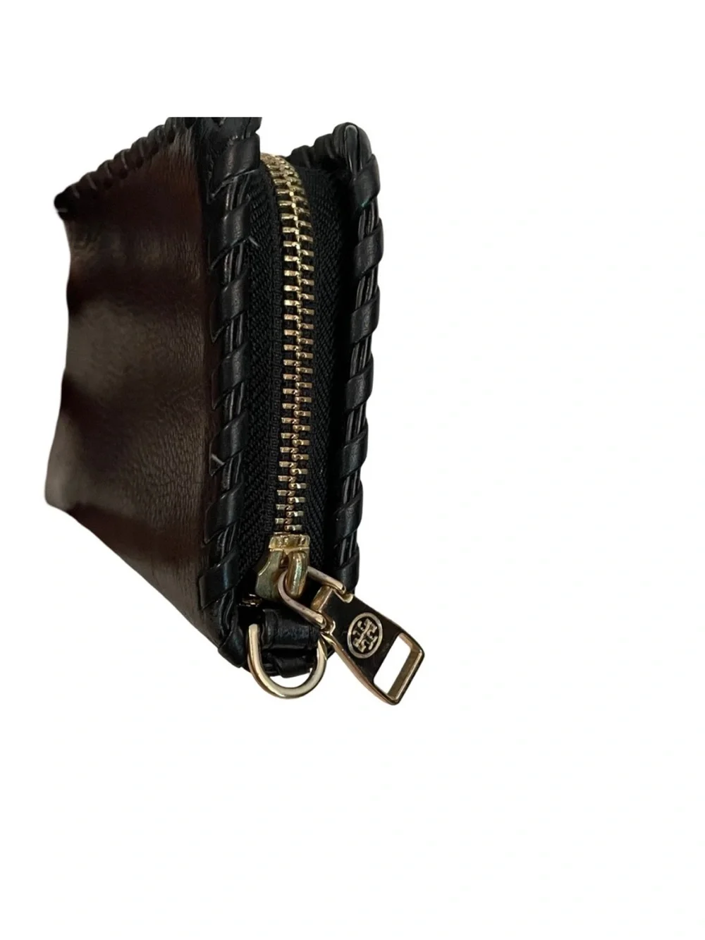 Tory Burch Black Leather Zip Wallet EUC